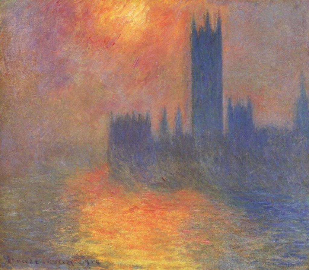 Κλοντ Μονέ: «Λονδίνο, το Κοινοβούλιο. Ήλιος μέσα από την ομίχλη» (1904) 