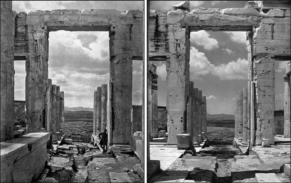 10α. Τα Προπύλαια από ανατολικά, Braun, Clement & Cie, 1890 -•- 10β. Τα Προπύλαια από ανατολικά, Fred. Boissonnas, 1919