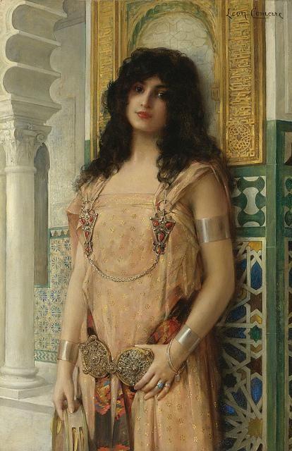Leon Francois Comeree (Γαλλία 1850-1916): «Ανατολίτικη καλλονή» (Λάδι σε καμβά, 43 x 29 εκ.)
