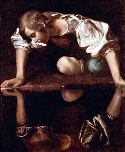Michelangelo Merisi da Caravaggio, «Ο Νάρκισσος στην πηγή», 1597-1599, λάδε σε καμβά, 92 x 112 εκ., Galleria Nazionale d'Arte Antica, Palazzo Barberini, Ρώμη