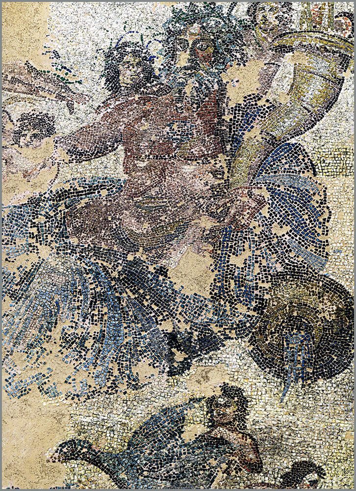 Από ψηφιδωτό δάπεδο με παράσταση του ποτάμιου θεού Νείλου (τέλη 3ου – αρχές 4ου μ.Χ. αιώνα). (Από το λεύκωμα «Το Αρχαιολογικό Μουσείο Πατρών», κείμενο Αναστασία Κουμούτση, φωτογραφίες Σωκράτης Μαυρομμάτης, εκδ. Lamda/ Development, 2025