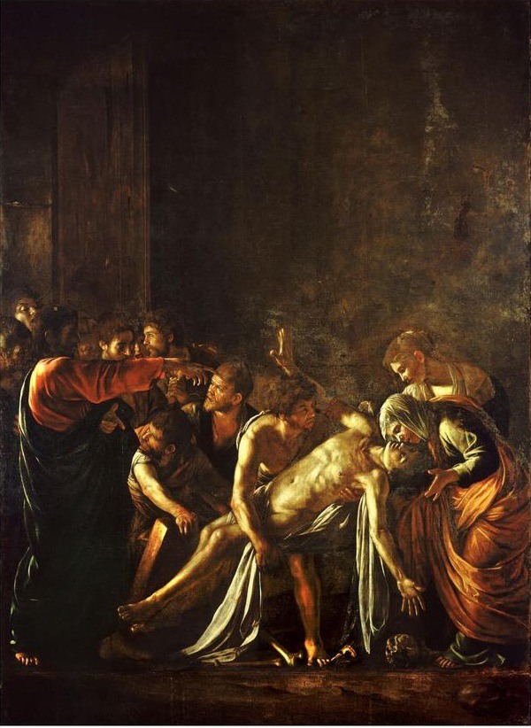 Καραβάτζo: «Η ανάσταση του Λαζάρου» 1609, (380x275εκ.), Περιφερειακό Μουσείο Μεσσήνης (Ιταλία)