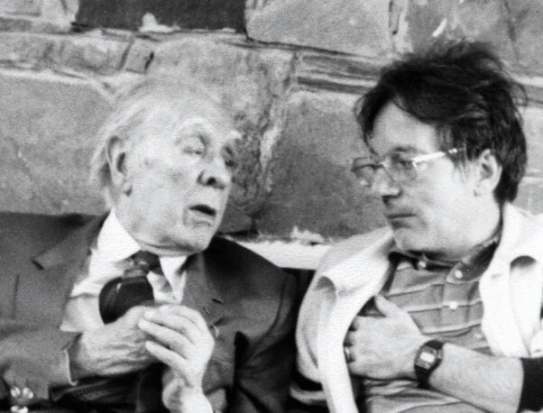 Ο Τάσος Δενέγρης με τον Μπόρχες στο Ρέθυμνο, 12 Μαϊου 1984