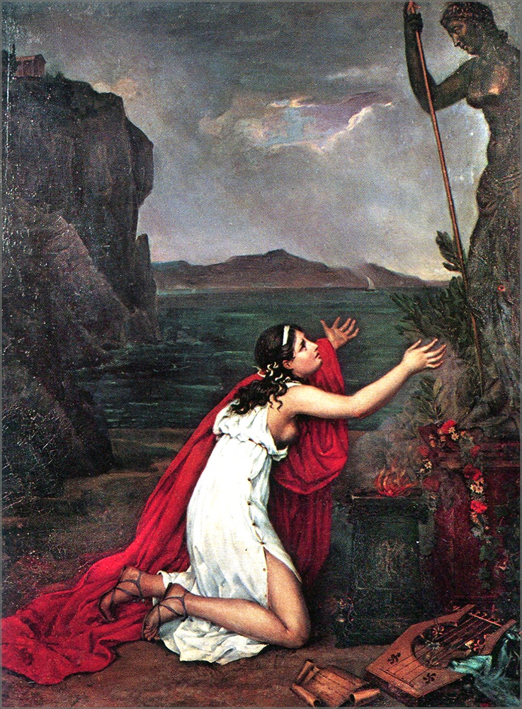 Φίλιππος Μαργαρίτης (1810-1892): «Η Σαπφώ προσεύχεται στην Αφροδίτη». Πριν το 1843 (Λάδι σε μουσαμά, 145 x 113 εκ.) Εθνική Πινακοθήκη