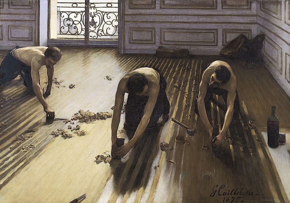 Gustave Caillebotte (1848-1894) «Τοποθέτηση πατωματος» λάδι σε καμβά (1875)