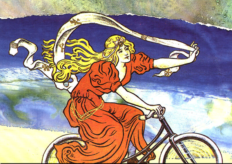 «Η Ποδηλάτισσα», κολάζ Ε & Δ. Καλοκύρη