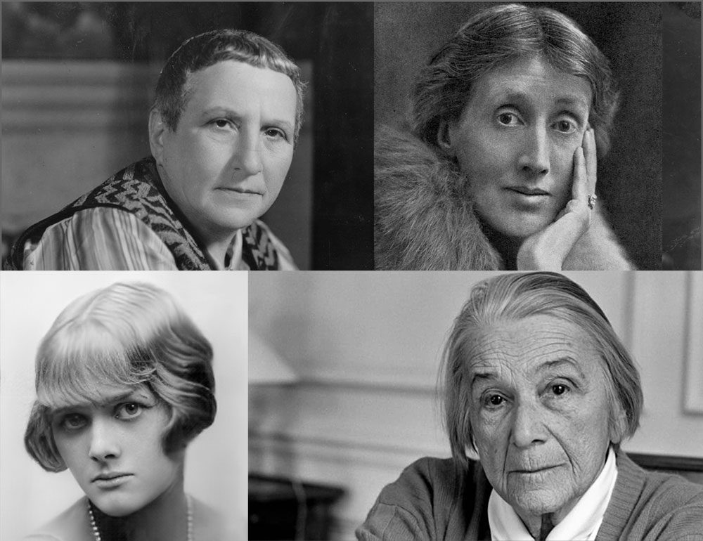 (Πάνω:) Gertrude Stein, Virginia Wolf. (Κάτω:) Daphne du Maurier, Nathalie Sarraute