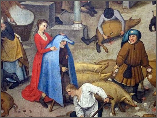 Pieter Bruegel ο Πρεσβύτερος: Λεπτομέρεια από τις «Παροιμίες των Κάτω Χωρών» (1559)