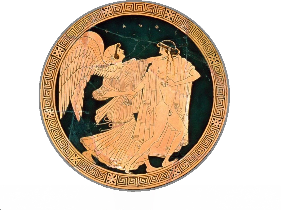 Ηώς και Τιθωνός σε αττική ερυθρόμορφη κύλικα του -5ου αι. (Μουσείο Καλών Τεχνών, Βοστώνη)