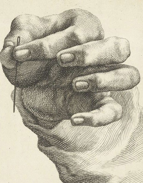 H. W. Couwenberg, κατά τον Jeremias G. Rugendas, 1830-1845: Μελέτη χεριού με βελόνα μεταξύ του αντίχειρα και του δείκτη. Rijksmuseun, Άμστερνταμ