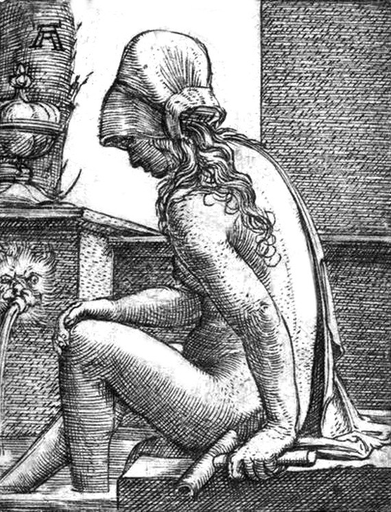 Αlbrecht Αltdorfer: «Κορίτσι στο μπάνιο», (1520-30) ξυλογραφία. Μητροπολιτικό Μουσείο, Νέα Υόρκη