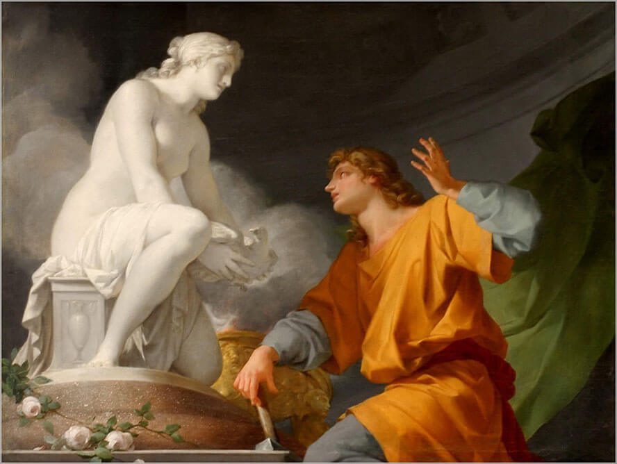 Ζαν-Μπατίστ Ρενιό (1754–1829): «Πυγμαλίων και Γαλάτεια», 1786 (λάδι σε μουσαμά, 120Χ140 εκ. Ανάκτορο Βερσαλιών