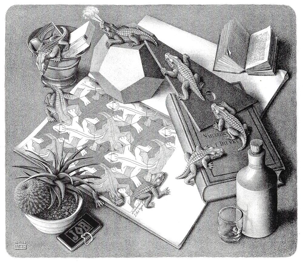 M.C. Escher, «Reptielen», 1943. Λιθογραφία 334x385 χιλ.