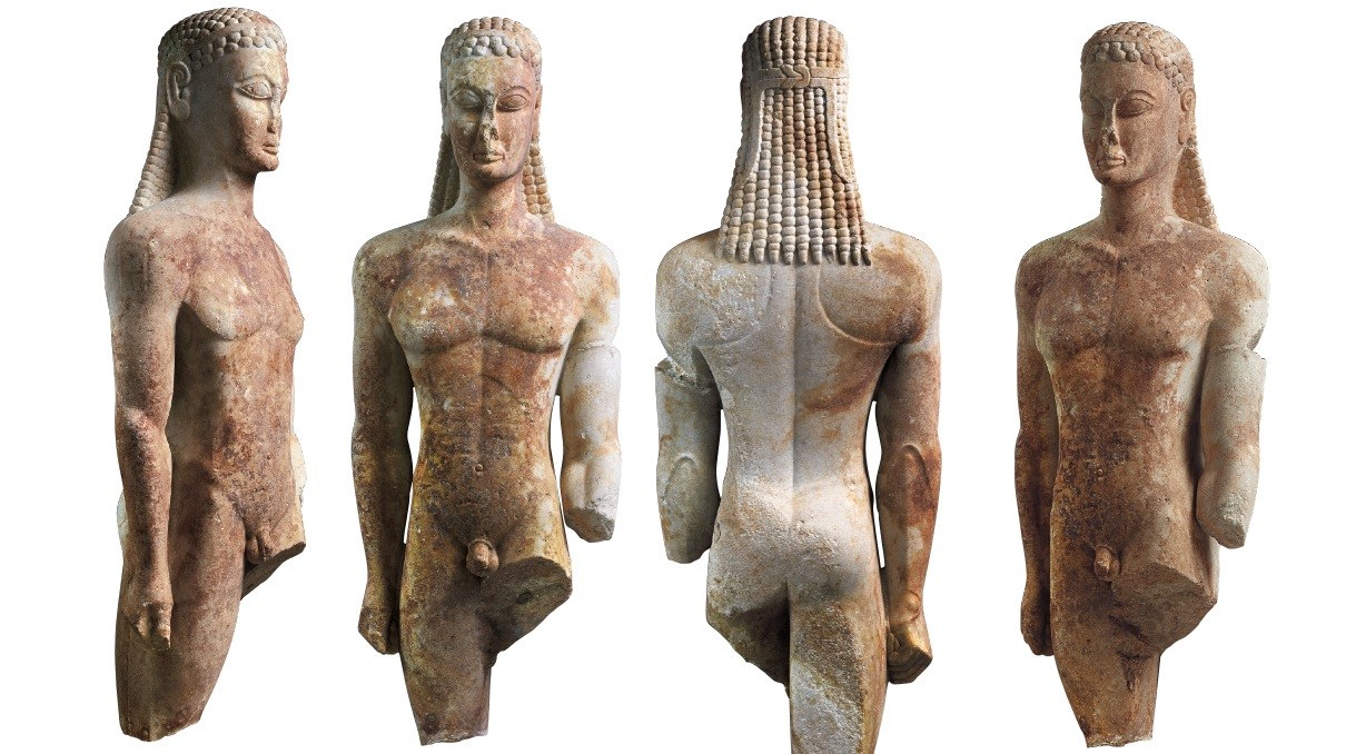 Ο Κούρος του Κεραμεικού (διάφορες όψεις), 600-590 π. Χ., Μουσείο Κεραμεικού (φωτ. Σωκράτης Μαυρομμάτης)