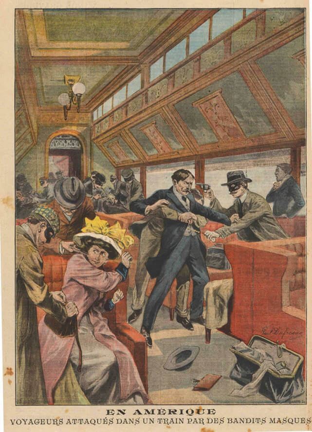 «Στην Αμερική. Επιβάτες ενός τρένου δέχονται επίθεση από μασκοφόρους ληστές» (22/9/1907) 