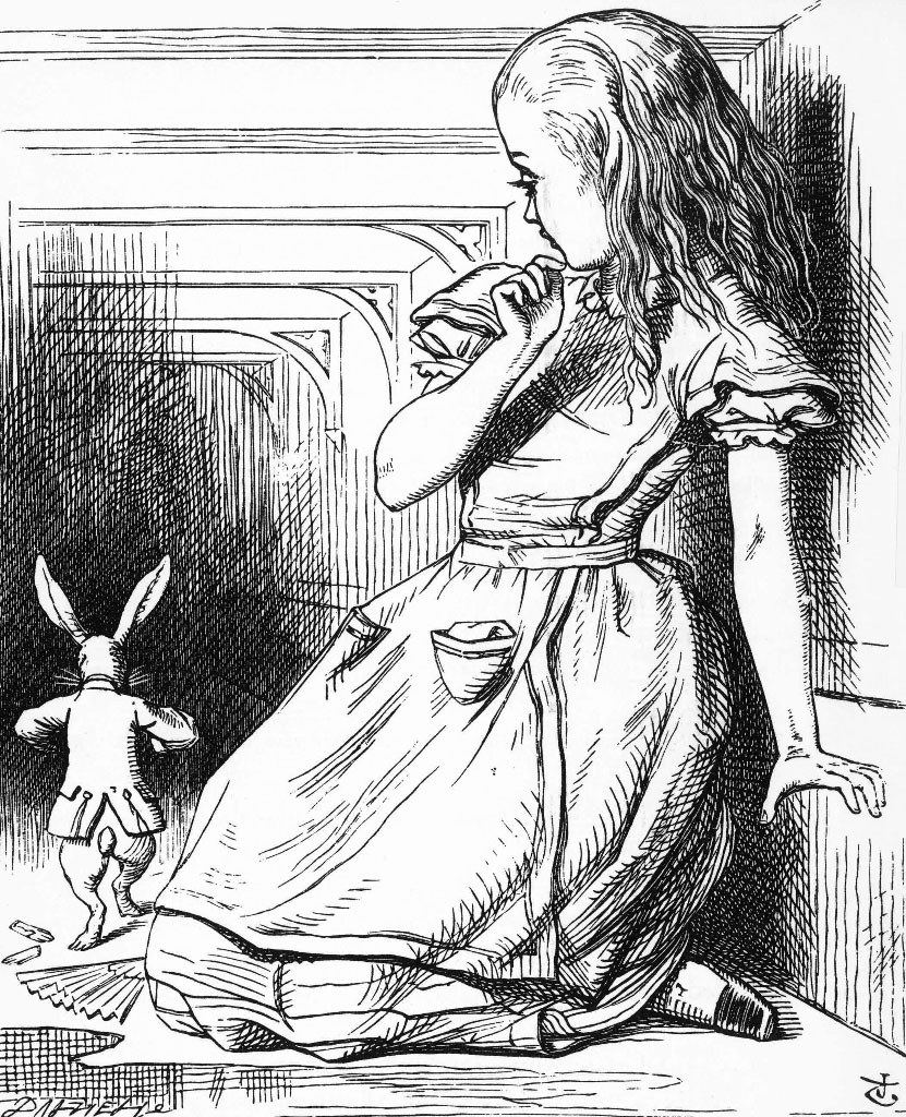 Οι κλασικές εικονογραφήσεις του (μετέπειτα Σερ) Τζον Τένιελ, στην πρώτη έκδοση του βιβλίου, υπήρξαν χρήσιμος οδηγός για τα φανταστικά πλάσματα της ταινίας. 
