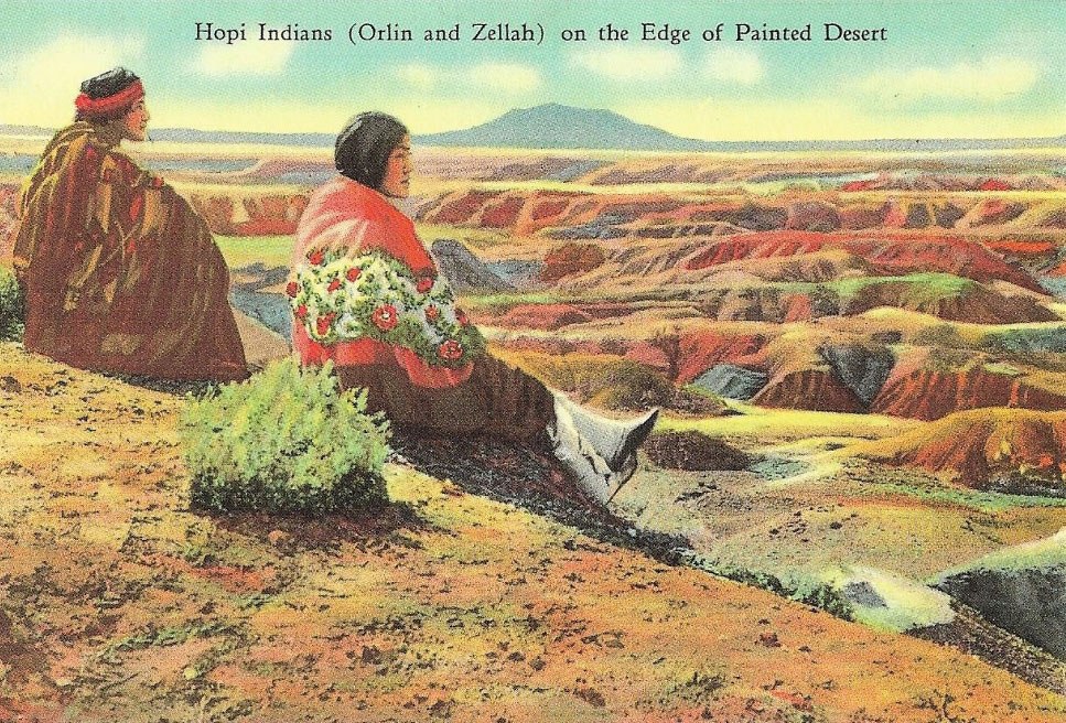 Ινδιάνοι της φυλής Χόπι στη Ζωγραφισμένη Έρημο της Αριζόνα. Πίσω τους, περνούσε ο 66. 