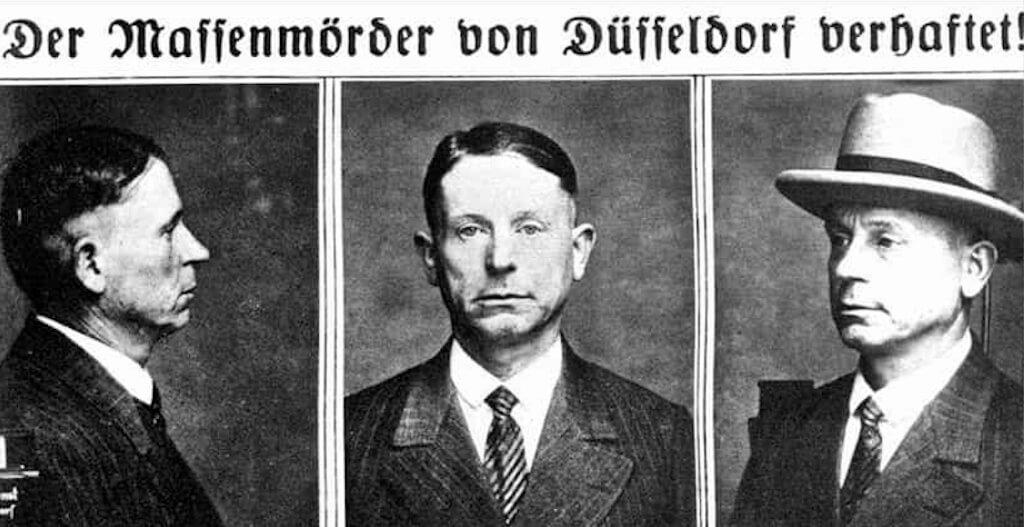 Πρωτοσέλιδο εφημερίδας που δημοσίευσε το συνταρακτικό γεγονός: «Ο μαζικός δολοφόνος του Ντίσελντορφ συνελήφθη!» 