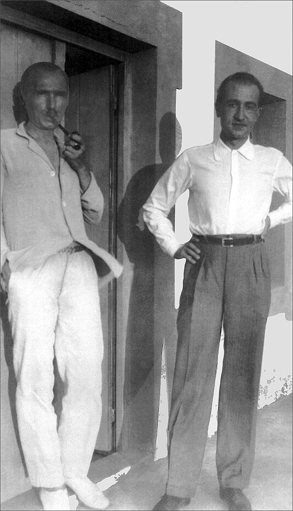 Με τον Παντελή Πρεβελάκη, Αίγινα 1933 