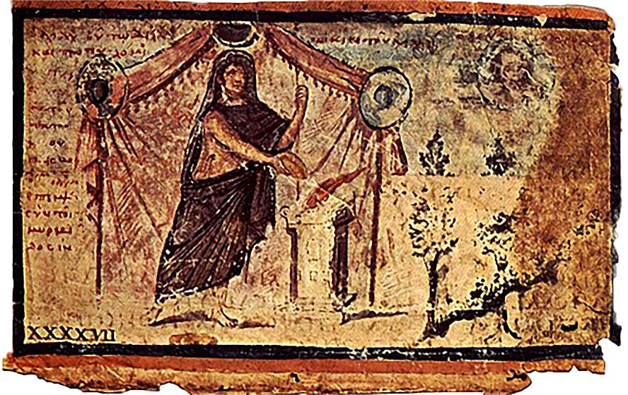 Εικόνα του 5ου αι. από την Αμβροσιανή »Ιλιάδα», εικονογραφημένο χειρόγραφο του ομηρικού έργου· εικονίζει τον Αχιλλέα να θυσιάζει στον Δία.