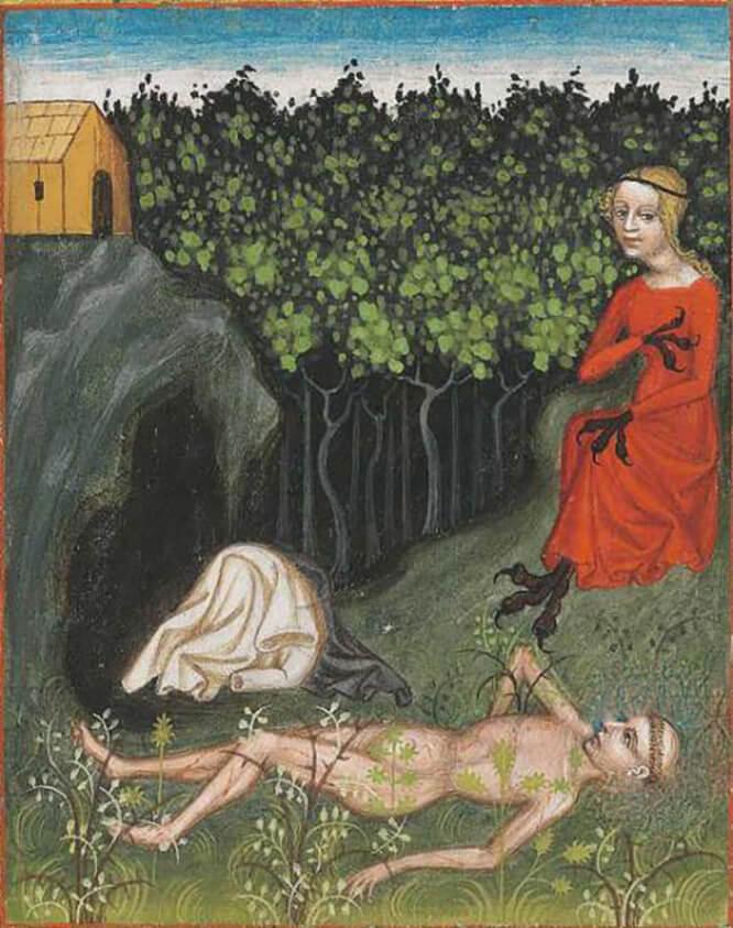 Επεξεργασμένη λεπτομέρεια εικονογραφημένου μεσαιωνικού χειρογράφου