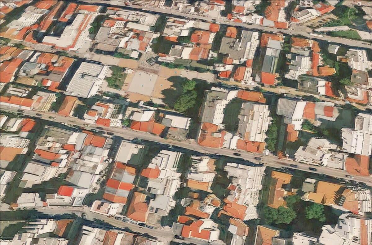 Καρδίτσα, το κέντρο της πόλης σε παλιά αεροφωτογραφία