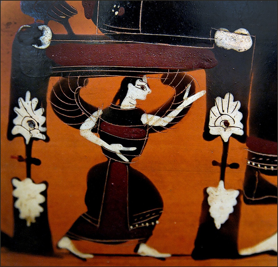 Φτερωτή θεότητα (πιθ. Μήτις) από μελανόμορφο αμφορέα (550-525 π.Χ.). Μουσείο Λούβρου