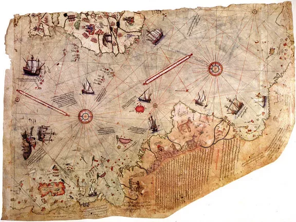 Πίρι Ρέις: Ο χάρτης του 1513 με την απεικόνιση της Βραζιλίας και της Ανταρκτικής. Μουσείο Τοπκαπί, Κωνσταντινούπολη