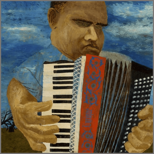 Ben Shahn, «Τυφλός ακορντεονίστας», 1945. Τέμπερα σε χαρτόνι. Πινακοθήκη Neuberger