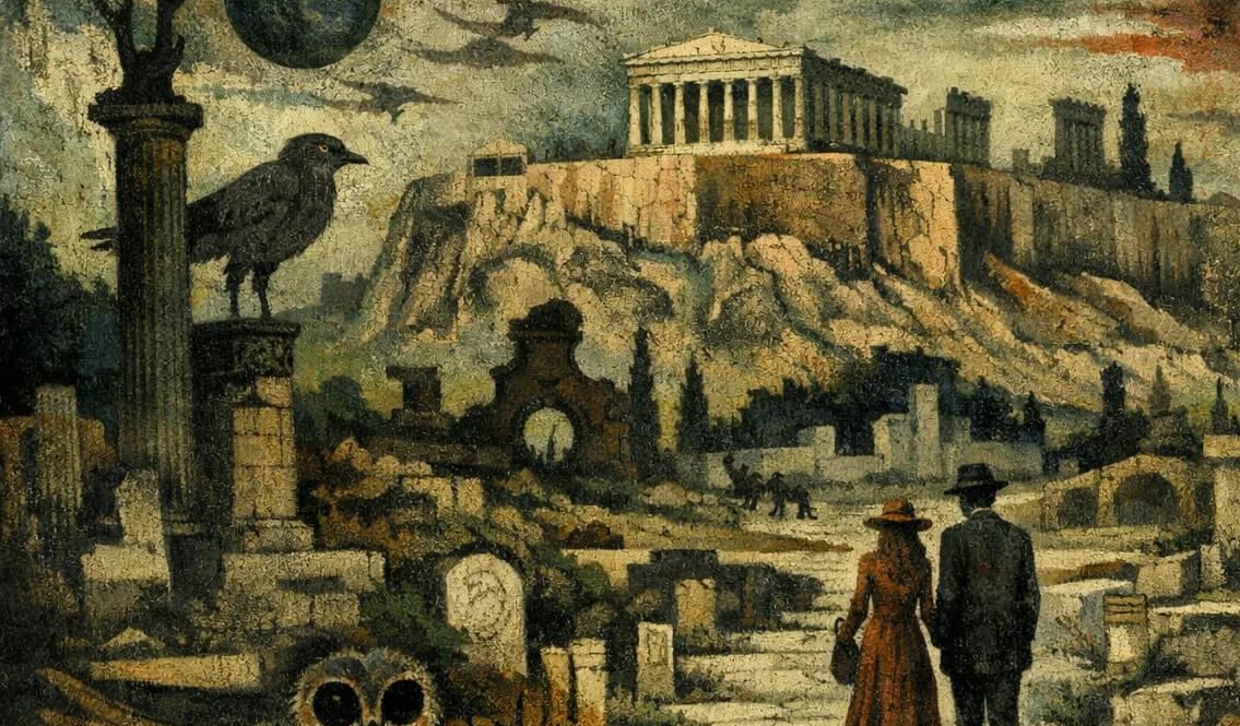 Éduard de Champignon: «Ρομαντικός περίπατος προς την Ακρόπολη» (λάδι σε ψηφιακό ξύλο, περ. 1933)