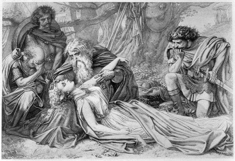Σαίξπηρ, «Ο Βασιλιάς Ληρ» (Πράξη 5η, Σκηνή 3η), χαλκογραφία του 19ου αι.