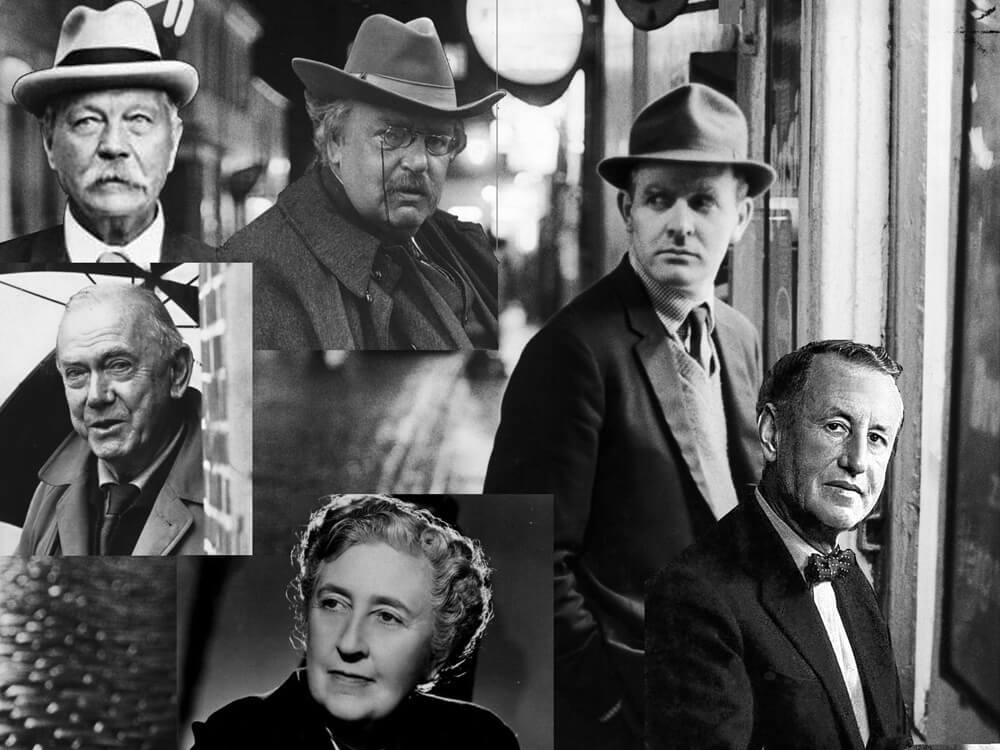 Από αριστερά: Arthur Conan Doyle, G.K. Chesterton, Agatha Christie, Graham Greene, Ian Fleming, John Le Carré